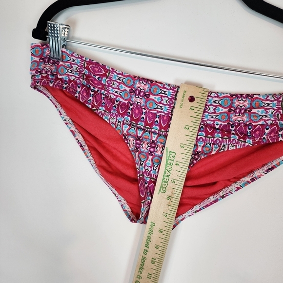 Title Nine Pink Teal Low Rise Hipster Bikini Bottom Swimsuit Boho Cat Eye sz‎ Lg - Picture 7 of 7